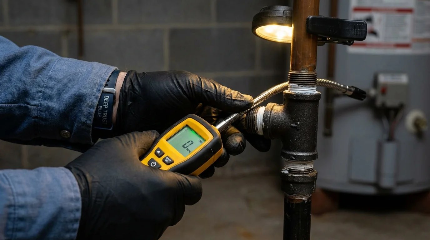 Gas leak detection with electronic sniffer by Johns Plumbing LLC in Prescott